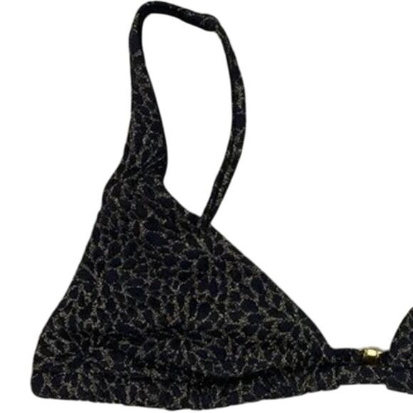 NWT Andie Swim X Demi Moore The Tropez Triangle Bikini Top S Black Gold #3326 - Picture 3 of 14